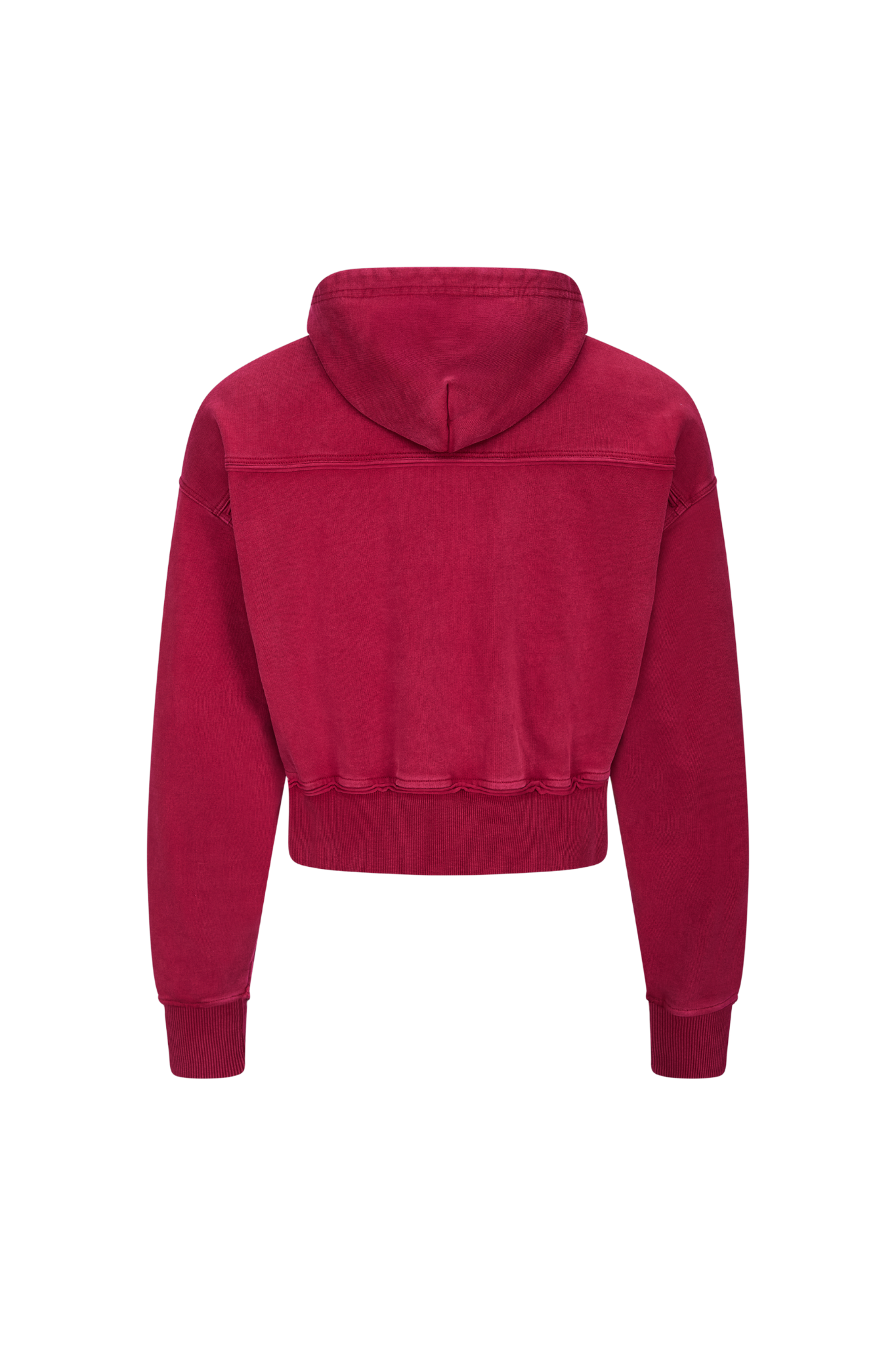Roter Cropped Hoodie mit Kapuze und Distressing - Frontansicht