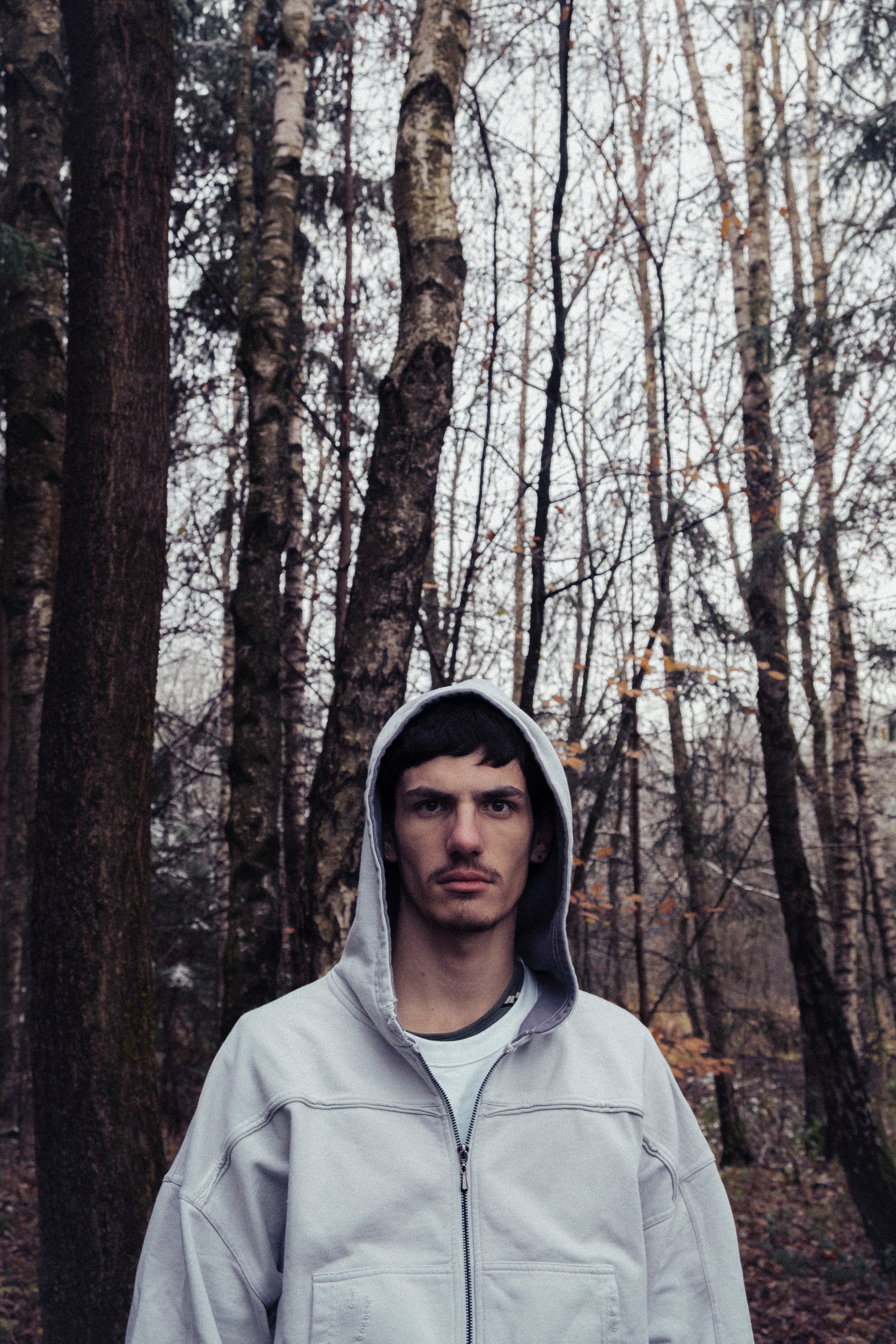 Streetwear Outfit: Grey cropped zipper - hood shot