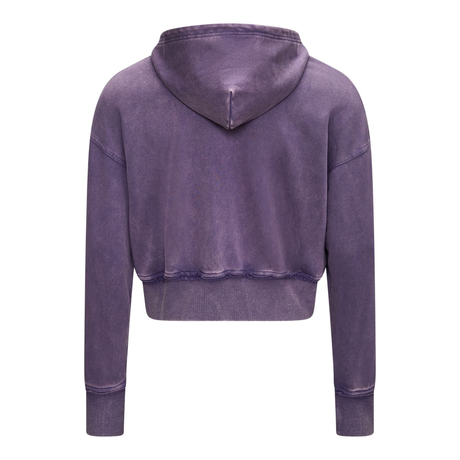 Purple Cropped Hoodie with hood and Distressings - Back