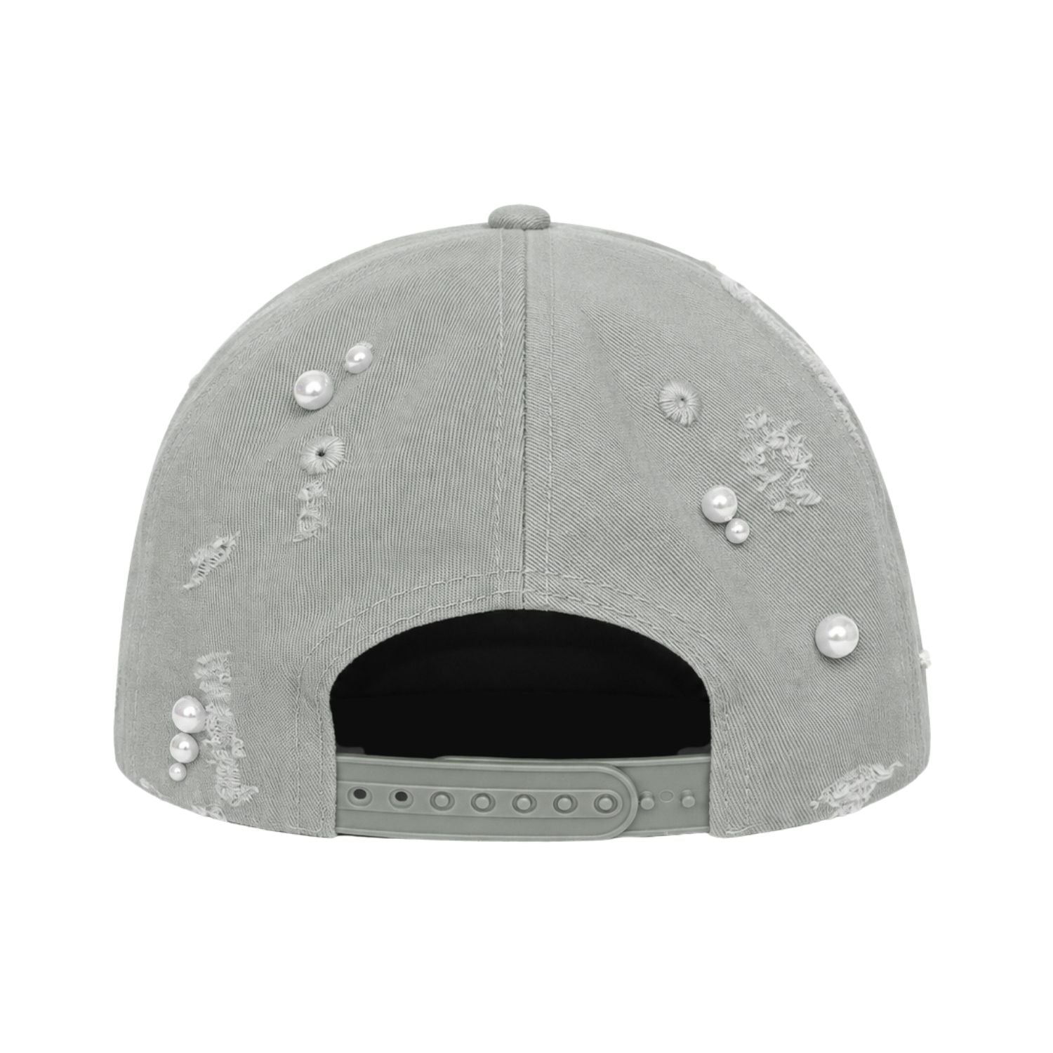 Adjustable pearl Cap with distressing